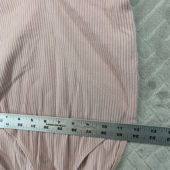 Express One Eleven Womens XS Bodysuit One Piece Pink Ribbed V Neck Sleeveless - Picture 8 of 13